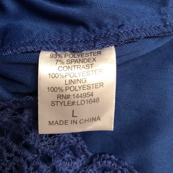 Intrigue Couture Royal Blue Crochet Dress with Keyhole open Front Lined - Picture 8 of 8